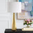 Haus Appeal Gousse 14in Diameter Table Lamp | Gold Ceramic & White Linen | Living Room & Bedroom Accent | 150W Max Bulb, 110V | Model W26135-1