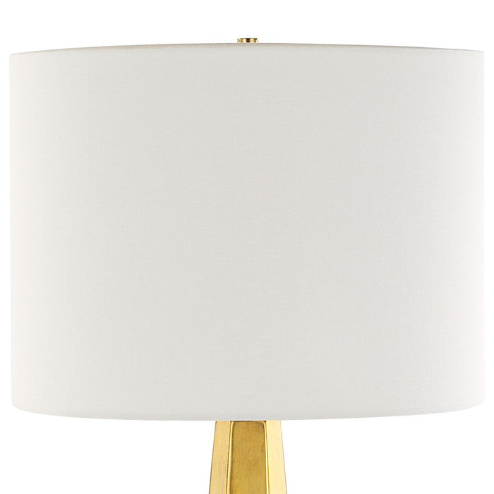 Haus Appeal Gousse 14in Diameter Table Lamp | Gold Ceramic & White Linen | Living Room & Bedroom Accent | 150W Max Bulb, 110V | Model W26135-1