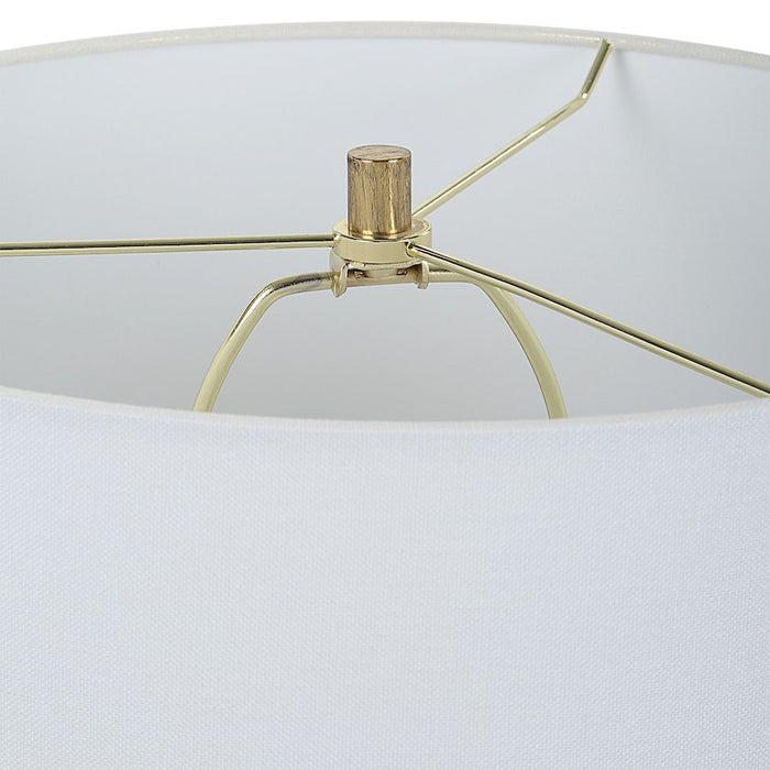 Haus Appeal Gousse 14in Diameter Table Lamp | Gold Ceramic & White Linen | Living Room & Bedroom Accent | 150W Max Bulb, 110V | Model W26135-1