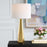 Haus Appeal Gousse 14in Diameter Table Lamp | Gold Ceramic & White Linen | Living Room & Bedroom Accent | 150W Max Bulb, 110V | Model W26135-1