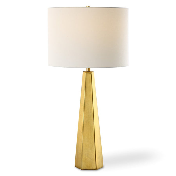 Haus Appeal Gousse 14in Diameter Table Lamp | Gold Ceramic & White Linen | Living Room & Bedroom Accent | 150W Max Bulb, 110V | Model W26135-1