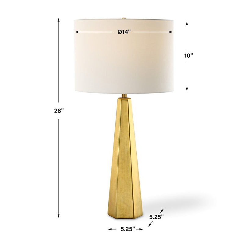 Haus Appeal Gousse 14in Diameter Table Lamp | Gold Ceramic & White Linen | Living Room & Bedroom Accent | 150W Max Bulb, 110V | Model W26135-1
