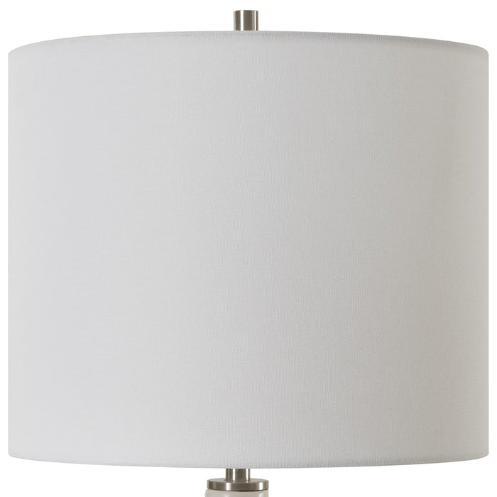 Haus Appeal Gravis 1-Light 23in Table Lamp | Matte Black, Chalk White Ceramic & Brushed Nickel | Bedroom & Living Room Light | Drum Shade | Model W26138-1