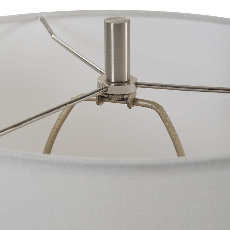 Haus Appeal Gravis 1-Light 23in Table Lamp | Matte Black, Chalk White Ceramic & Brushed Nickel | Bedroom & Living Room Light | Drum Shade | Model W26138-1
