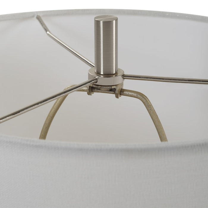 Haus Appeal Gravis 1-Light 23in Table Lamp | Matte Black, Chalk White Ceramic & Brushed Nickel | Bedroom & Living Room Light | Drum Shade | Model W26138-1