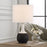 Haus Appeal Gravis 1-Light 23in Table Lamp | Matte Black, Chalk White Ceramic & Brushed Nickel | Bedroom & Living Room Light | Drum Shade | Model W26138-1