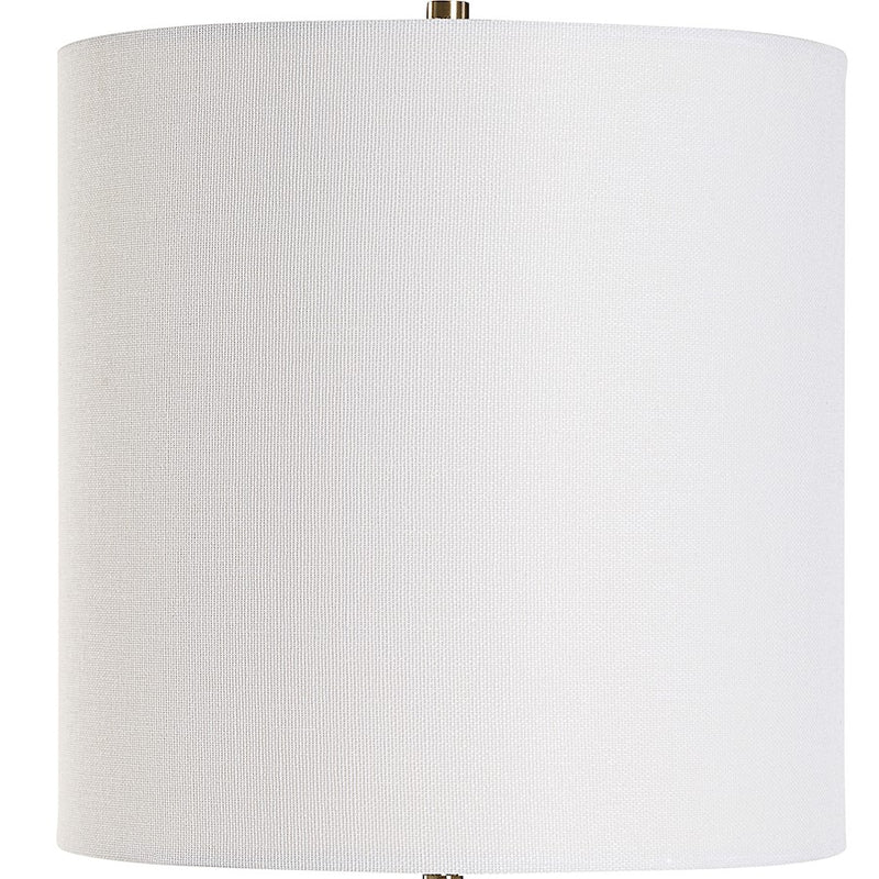 Haus Appeal Bennett 32in Buffet Lamp | Antique Brass & Crystal with White Linen Shade | Living Room & Desk Accent Light | 150W, Dimmable | Model W26143-1