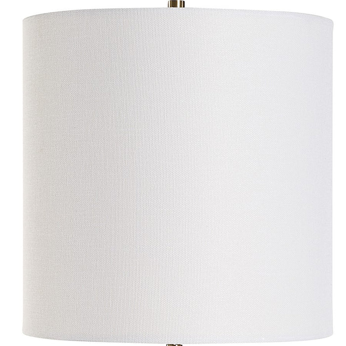 Haus Appeal Bennett 32in Buffet Lamp | Antique Brass & Crystal with White Linen Shade | Living Room & Desk Accent Light | 150W, Dimmable | Model W26143-1