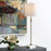 Haus Appeal Bennett 32in Buffet Lamp | Antique Brass & Crystal with White Linen Shade | Living Room & Desk Accent Light | 150W, Dimmable | Model W26143-1