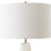 Haus Appeal Sheffield Hexagon Table Lamp | Cream Marble & Antique Brass | Off-White Linen Shade | Living Room & Bedroom Accent Light | Model W26144-1