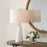Haus Appeal Sheffield Hexagon Table Lamp | Cream Marble & Antique Brass | Off-White Linen Shade | Living Room & Bedroom Accent Light | Model W26144-1