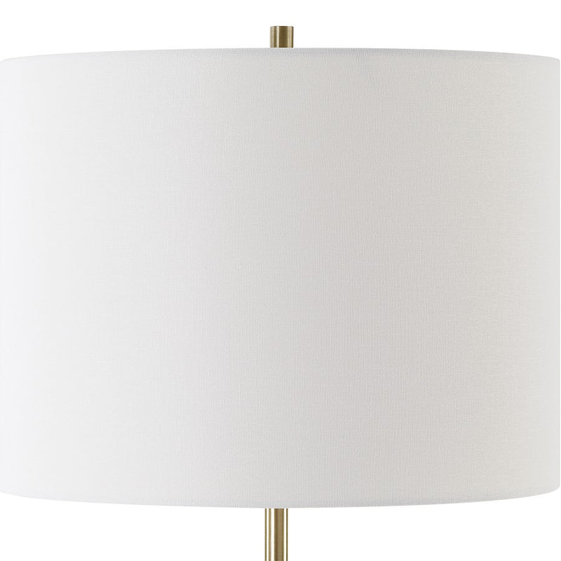 Haus Appeal Miranda 1-Light 27.5in Table Lamp | Black Metal with Brass & Crystal Accents | White Shade | Bedroom & Living Room Accent | Model W26149-1