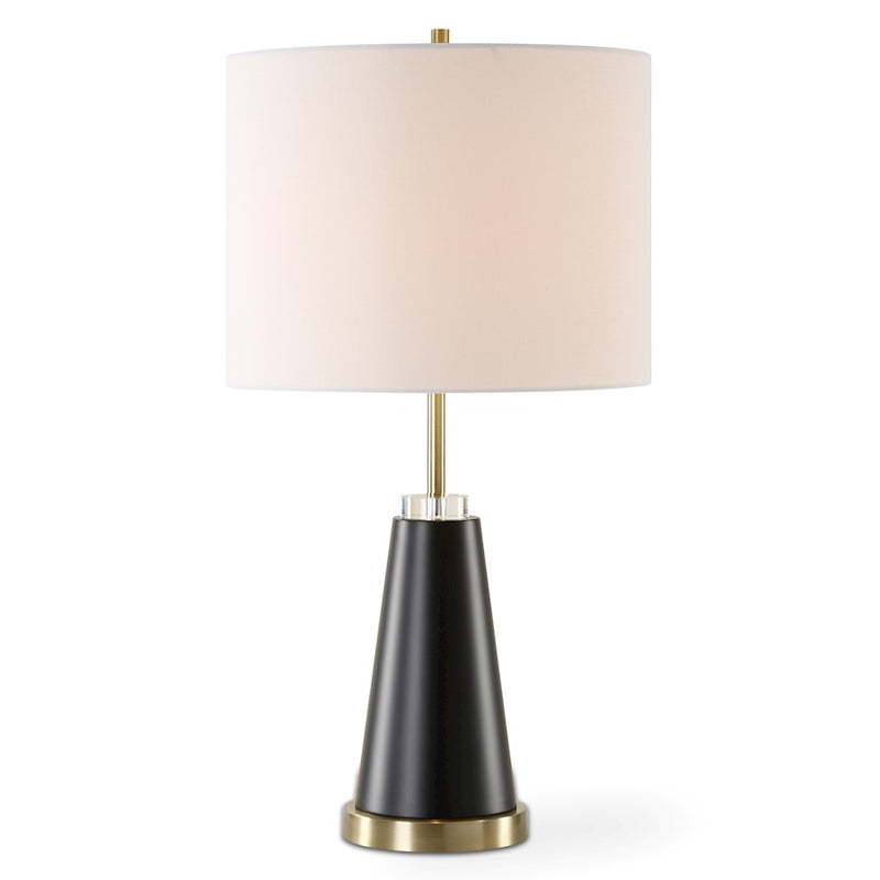 Haus Appeal Miranda 1-Light 27.5in Table Lamp | Black Metal with Brass & Crystal Accents | White Shade | Bedroom & Living Room Accent | Model W26149-1