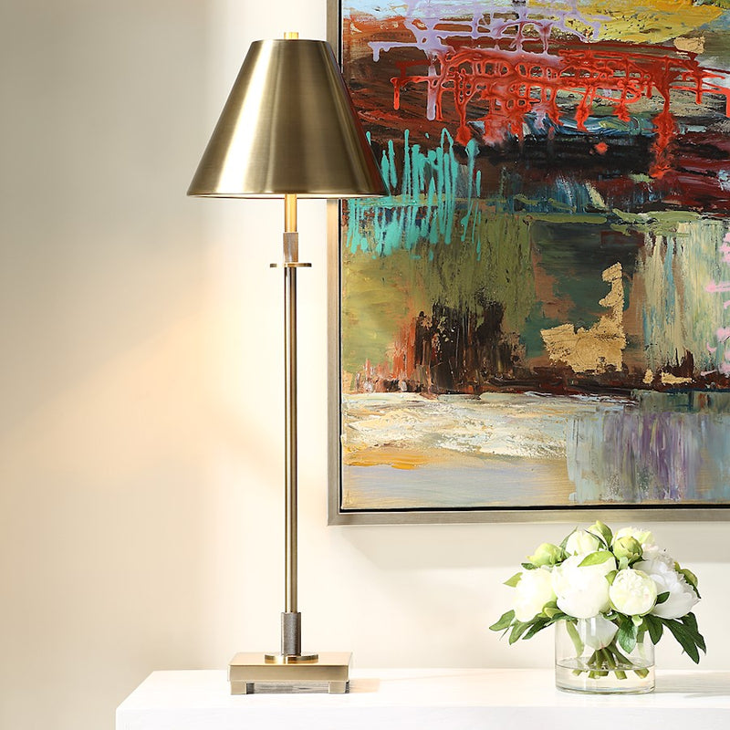 Haus Appeal Resendez 32inTable Lamp | Antique Brass Metal | 10in Shade | Buffet & Living Room Accent Light | 40W Max, On-Off Switch | Model W26152-1