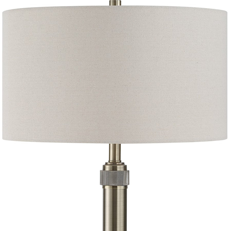 Haus Appeal Madigan 64in Floor Lamp | Antique Brass & Off-White Linen | Living Room & Reading Light | 150W Max, Dimmable, 64in Tall | Model W26153-1
