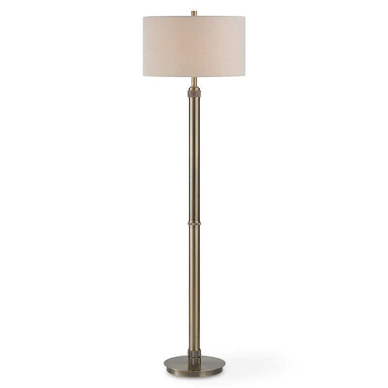 Haus Appeal Madigan 64in Floor Lamp | Antique Brass & Off-White Linen | Living Room & Reading Light | 150W Max, Dimmable, 64in Tall | Model W26153-1