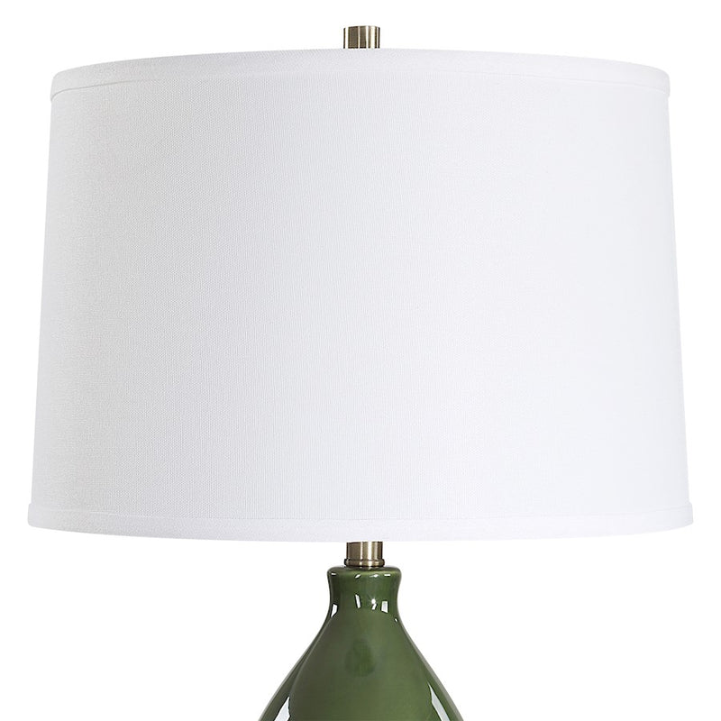 Haus Appeal Elena 1-Light Table Lamp | Dark Green Glazed Ceramic & Antique Brass | Living Room & Bedroom Accent Light | 26in Tall | Model W26154-1