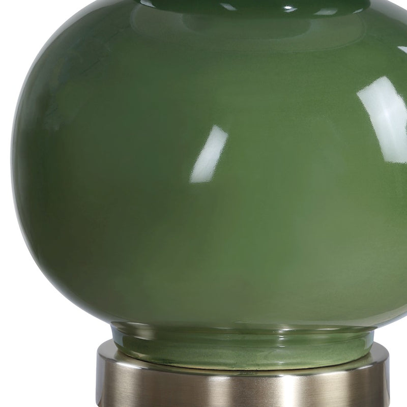 Haus Appeal Elena 1-Light Table Lamp | Dark Green Glazed Ceramic & Antique Brass | Living Room & Bedroom Accent Light | 26in Tall | Model W26154-1