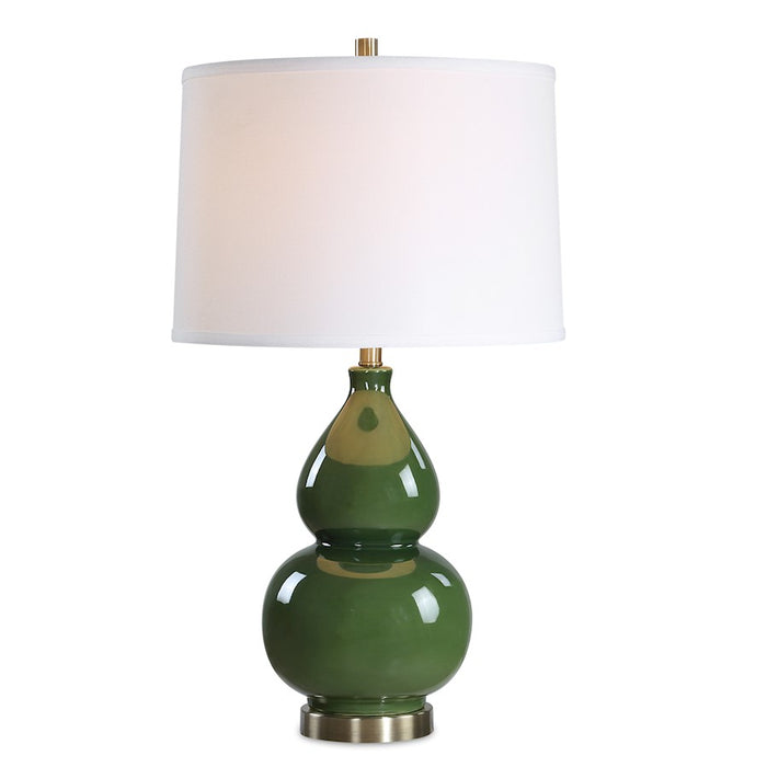 Haus Appeal Elena 1-Light Table Lamp | Dark Green Glazed Ceramic & Antique Brass | Living Room & Bedroom Accent Light | 26in Tall | Model W26154-1
