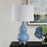 Haus Appeal Mason 26in Table Lamp | Powder Blue Ceramic & Antique Brass | White Linen Shade | Living Room & Bedside Light | 150W Max, 1 Bulb | Model W26155-1