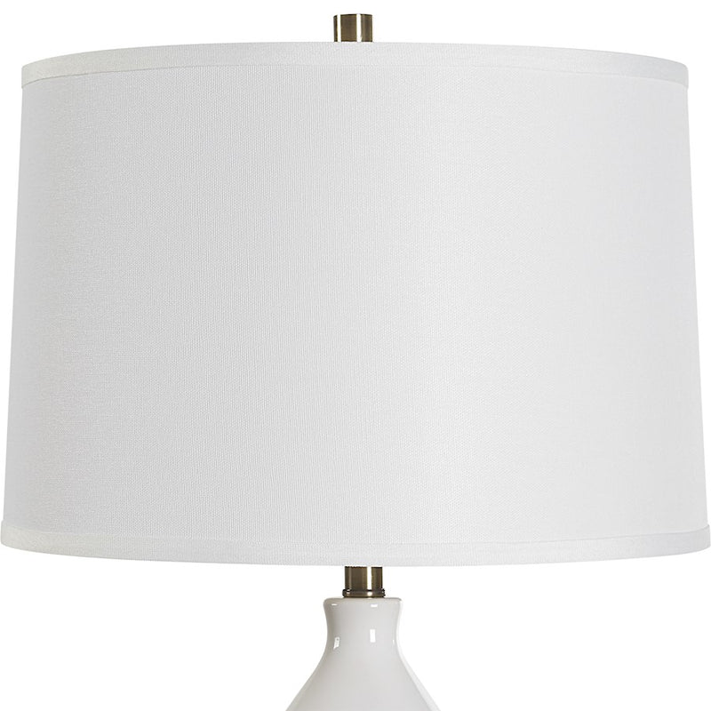 Haus Appeal Tillson 1-Light 26in Table Lamp | Ceramic White & Antique Brass | Bedroom & Living Room Accent Light | 150W Max, On-Off Switch | Model W26158-1