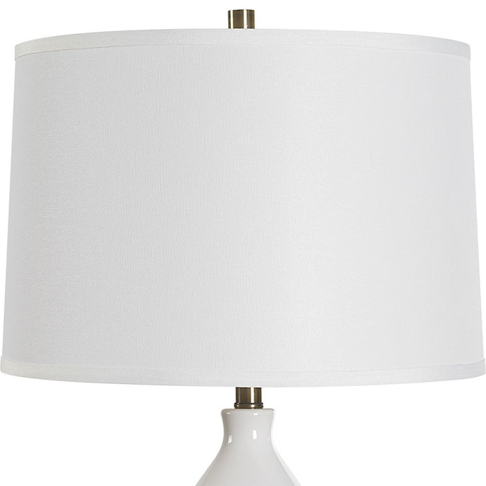 Haus Appeal Tillson 1-Light Table Lamp | Ceramic White & Antique Brass | Bedroom & Living Room Accent Light | 150W Max, On-Off Switch | Model W26158-1
