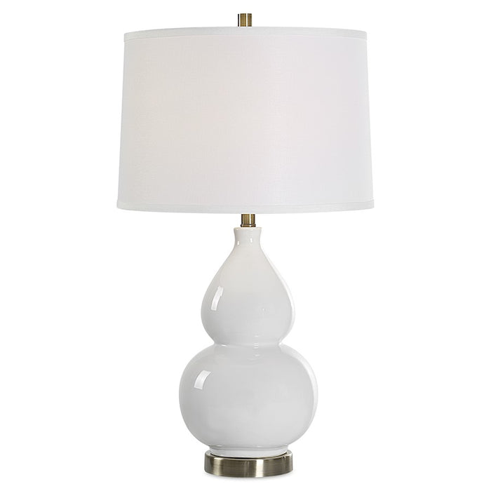 Haus Appeal Tillson 1-Light Table Lamp | Ceramic White & Antique Brass | Bedroom & Living Room Accent Light | 150W Max, On-Off Switch | Model W26158-1