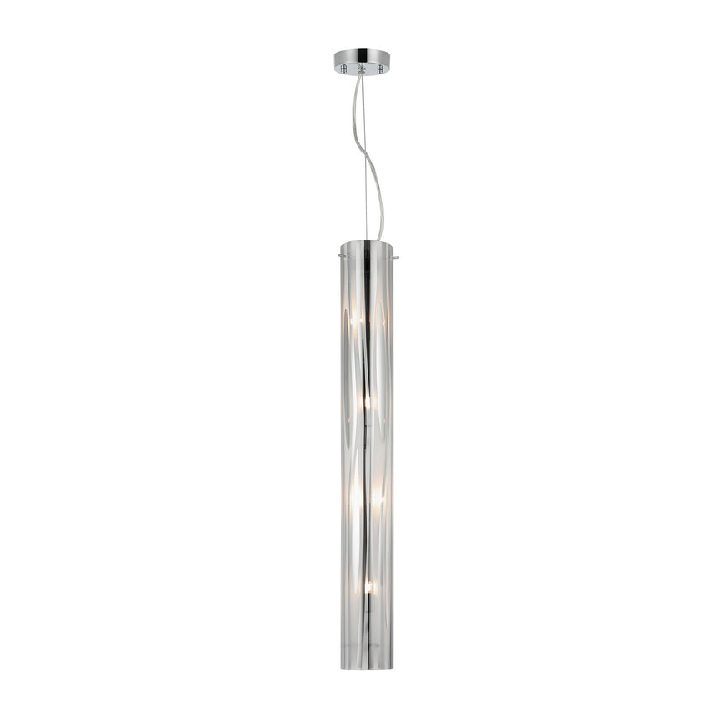 Varaluz Chroman Empire 4Lt Pendant, Chrome/Two-Layer Smoky Chrome