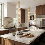 Varaluz Chroman Empire 4Lt Pendant, Satin Gold/Two-Layer Satin Gold