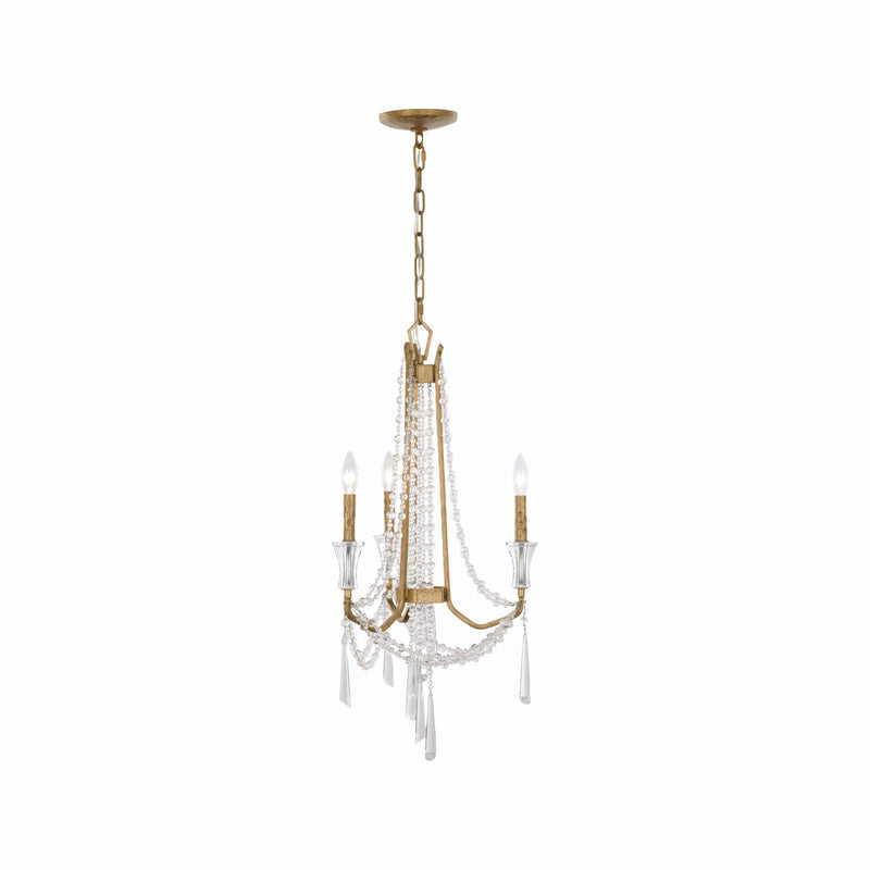 Varaluz Barcelona 3 Light Chandelier, Brass Kisser