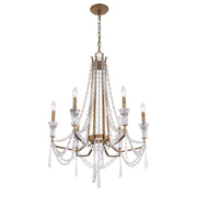 Varaluz Barcelona 6 Light Chandelier, Brass Kisser