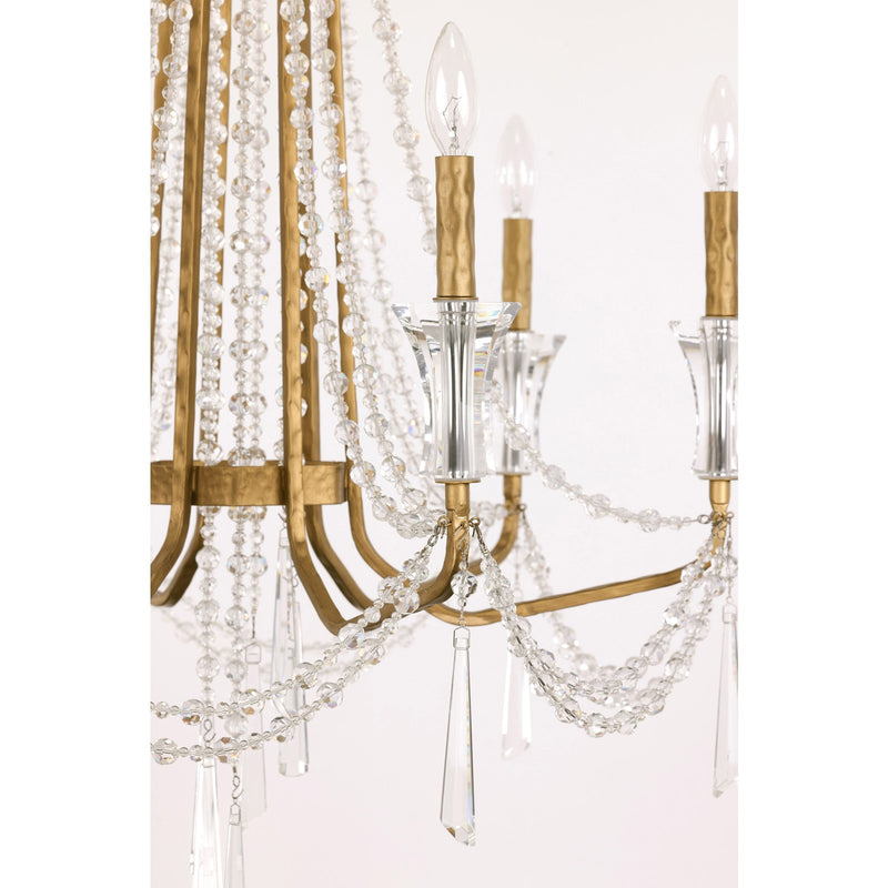 Varaluz Barcelona 6 Light Chandelier, Brass Kisser