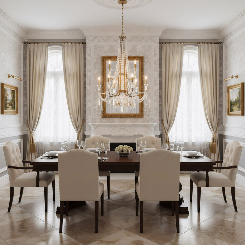 Varaluz Barcelona 9 Light Chandelier, Brass Kisser