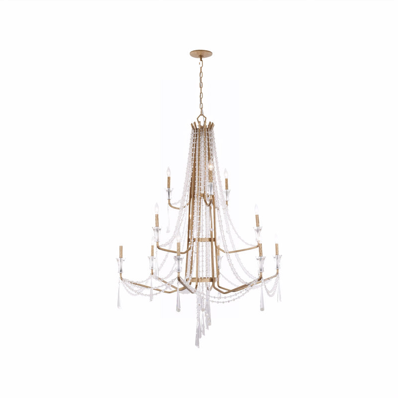 Varaluz Barcelona 12 Light Chandelier, Brass Kisser