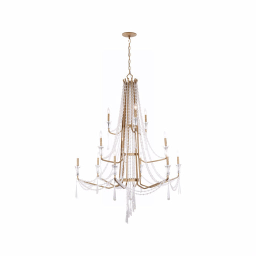 Varaluz Barcelona 12 Light Chandelier, Brass Kisser