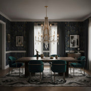 Varaluz Barcelona 12 Light Chandelier, Brass Kisser