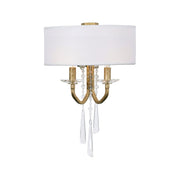 Varaluz Barcelona 2 Light Wall Sconce, Brass Kisser/White