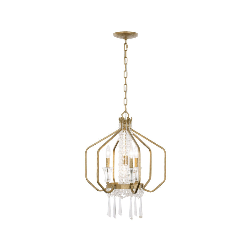 Varaluz Barcelona 4 Light Pendant, Brass Kisser