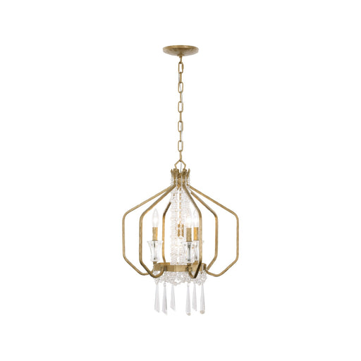 Varaluz Barcelona 4 Light Pendant, Brass Kisser