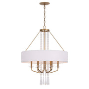 Varaluz Barcelona 6 Light Pendant, Brass Kisser/White