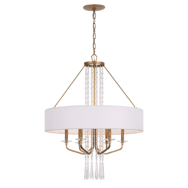 Varaluz Barcelona 6 Light Pendant, Brass Kisser/White