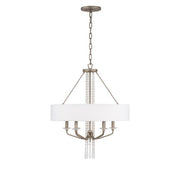Varaluz Barcelona 6 Light Pendant, Transcend Silver/White