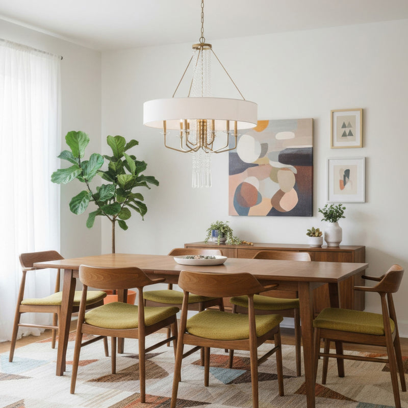 Varaluz Barcelona 9 Light Pendant, Brass Kisser/White