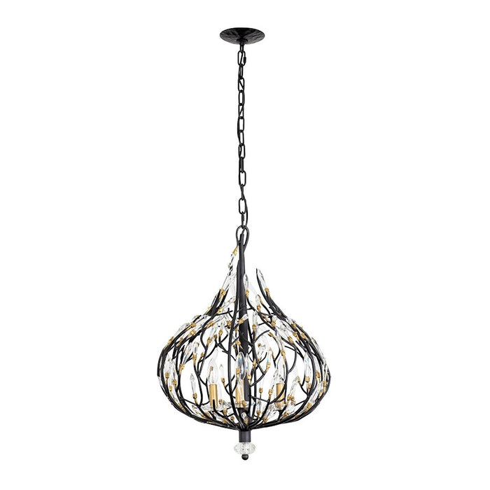 Varaluz Bask Crystal Pendant, Matte Black/Gold/Clear Crystal