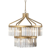 Varaluz Social Club 9-Lt 2-Tier Crystal Pendant, Havana Gold - 297P09HG