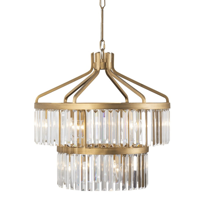 Varaluz Social Club 9-Lt 2-Tier Crystal Pendant, Havana Gold - 297P09HG