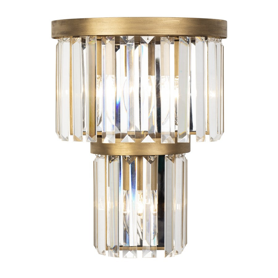 Varaluz Social Club 3-Lt 2-Tier Crystal Sconce, Havana Gold - 297W03HG
