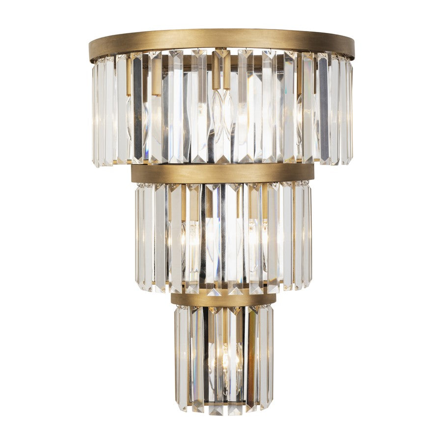 Varaluz Social Club 6-Lt 3-Tier Crystal Sconce, Havana Gold - 297W06HG