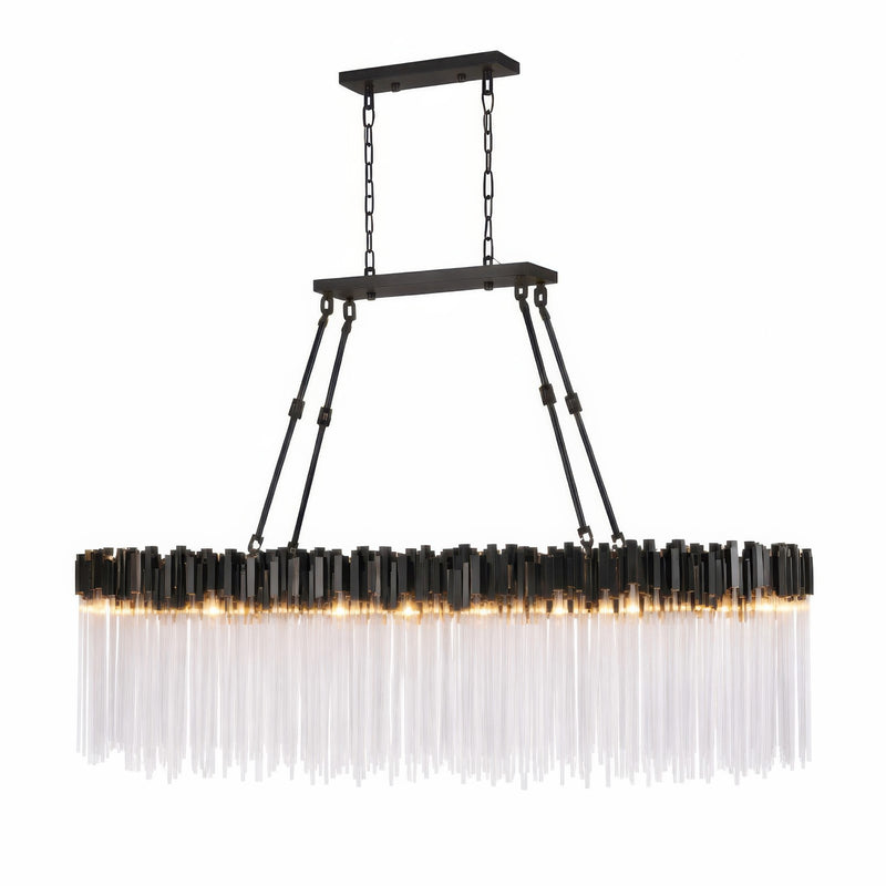 Varaluz Matrix 10 Light Pendant, Matte Black/French Gold