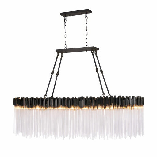 Varaluz Matrix 10 Light Pendant, Matte Black/French Gold